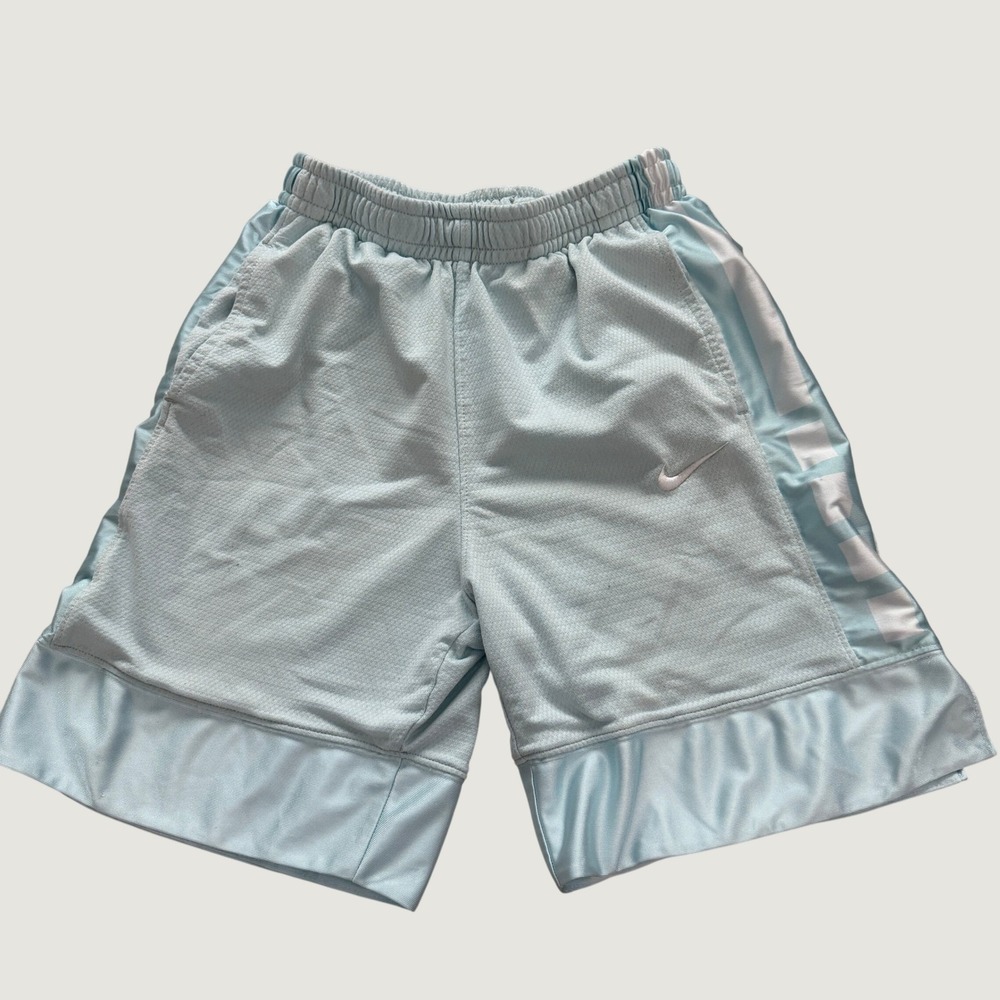 Nike Boys Youth Basketball Shorts Light Blue Dri-FIT Mesh Satin Trim Size L
